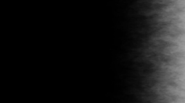 Thick white smoke puffs and intense gray fog drifting across a black screen, dramatic cinematic atmosphere with moody mist, high quality motion graphic asset for overlay design, 4k video