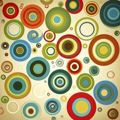 Fototapeta premium Vintage illustration of overlapping circles in muted colors, AI generated
