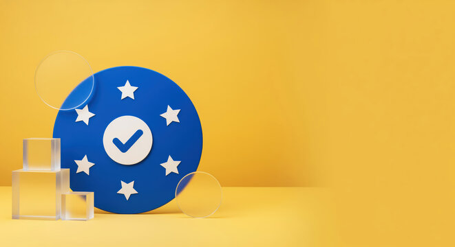 Product warranty certification badge interface gives extensive copy field to exhibit vendor compliance standards rating evaluation or consumer purchase guarantee program parameters