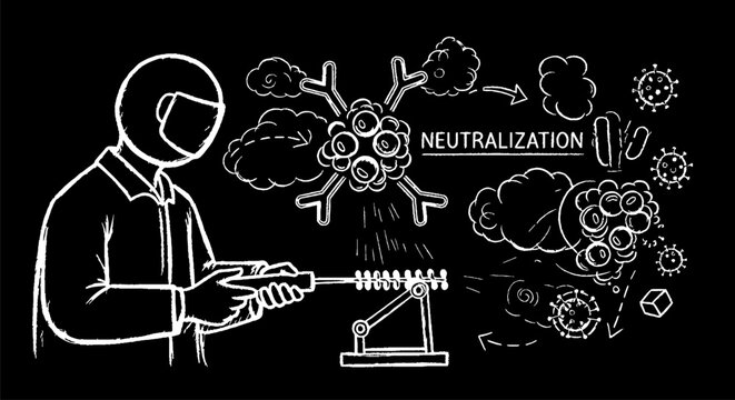 Illustration of Virus Neutralization Scientific Concept Art.