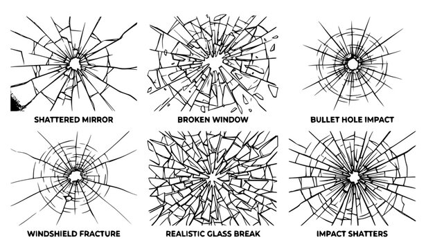Shattered Glass and Broken Window Texture Collection with Crack Effect Vectors