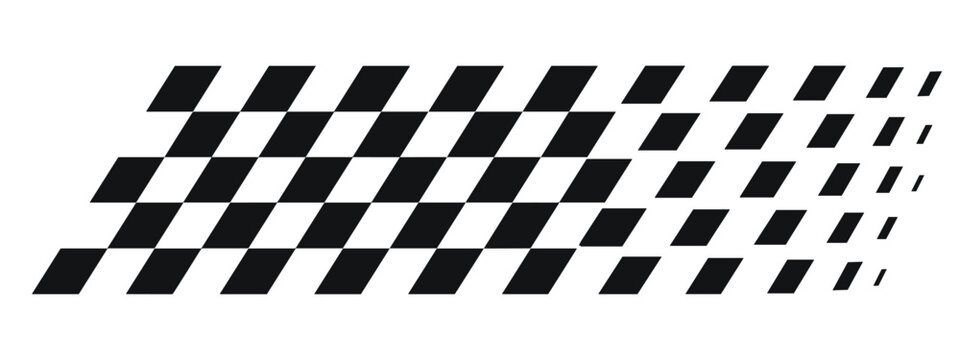 Black and white checkered pattern with perspective effect geometric abstract background