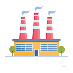 Fototapeta premium Flat design illustration of a factory with smoking chimneys