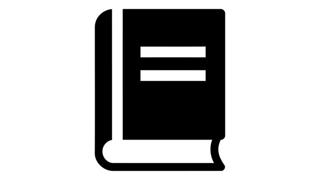A minimalist black and white icon of a closed book, featuring a clean silhouette design suitable for educational apps, l
