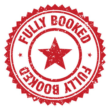 fully booked red grunge round stamp. fully booked stamp