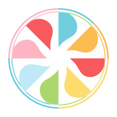 Fototapeta premium Colorful abstract wheel icon with flat design