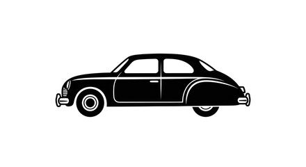 Fototapeta premium Classic black car silhouette on white background for transportation design