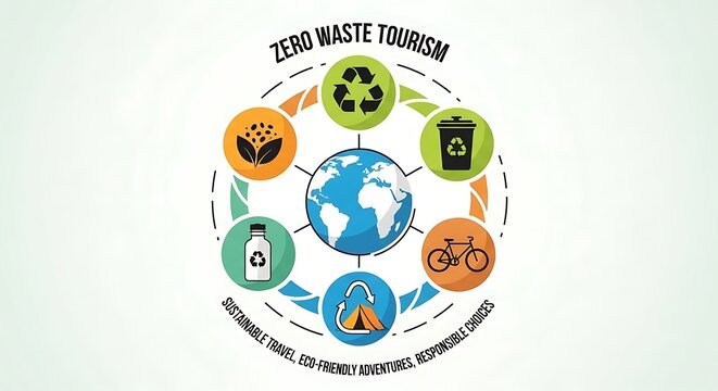 Zero waste lifestyle circular infographic with eco icons.
