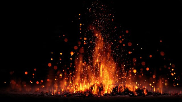Dynamic Fire Explosion with Glowing Embers