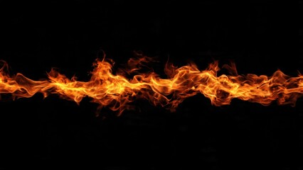 Fototapeta premium Fiery Flame Stripe on Black Background