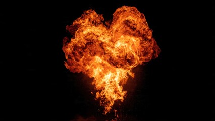 Fototapeta premium Fiery Heart Shape Flame Explosion