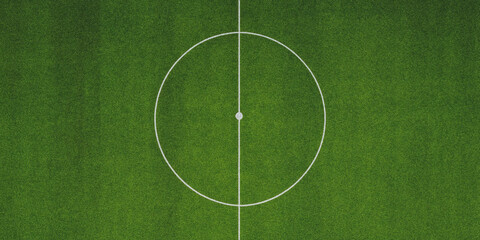 Soccer field center circle with lines aerial view of green grass texture football pitch marking © Nasrin