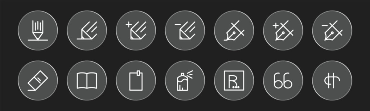 Glass effect editing and formatting interface icons on dark background. Glossy transparent buttons feature alignment, quotes, documents, and text editing controls. Modern UI collection.