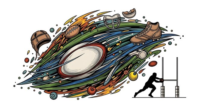 Colorful abstract illustration of a rollercoaster track.