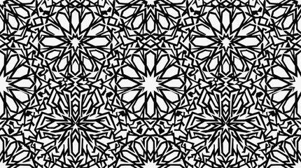 Fototapeta premium Islamic pattern and geometric ornament featuring a mandala star design as an intricate background with monochrome texture for decorative arts.