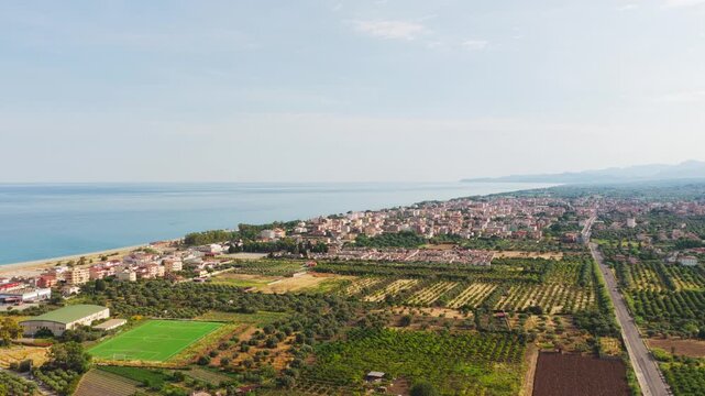 Aerial view of the city of Locri on the Ionian coast in Calabria
