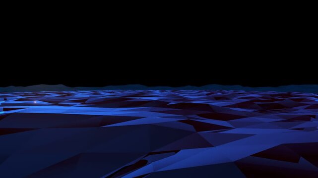a Glass Mountains Mirror background, travailing through an polygons ocean made of low poly