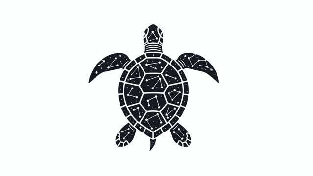 Sea turtle with celestial constellation patterns on its shell