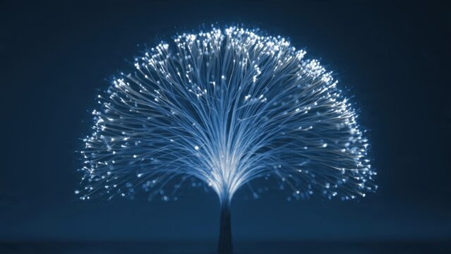 Futuristic Fiber Optic Tree with Glowing Branches