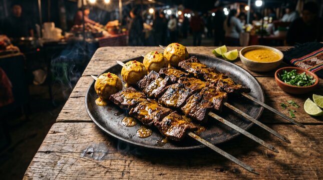 Authentic Bolivian Anticuchos Beef Heart Skewers