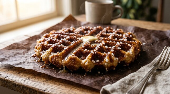 Traditional Belgian Liege Waffle with Caramelized Pearl Sugar