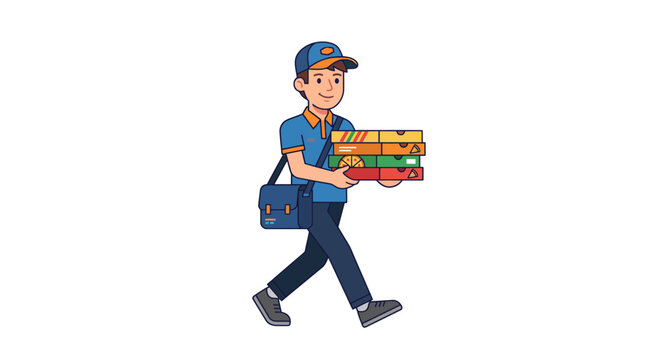 Delivery Action of a Courier with Books in Urban Environment - Illustration