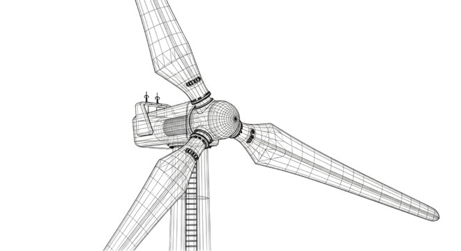Detailed Wireframe CAD Model of a Modern Renewable Energy Wind Turbine for Industrial Engineering Design and Sustainable Power Infrastructure Analysis