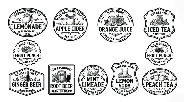 Vintage Retro Drink and Beverage Badge Logo Vector Set