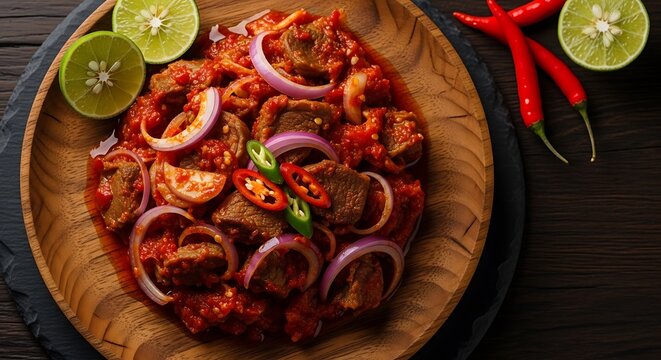 Freshly baked pepperoni pizza with basil on wooden board.