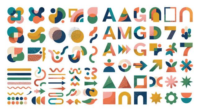 Colorful Geometric Shapes and Symbols.