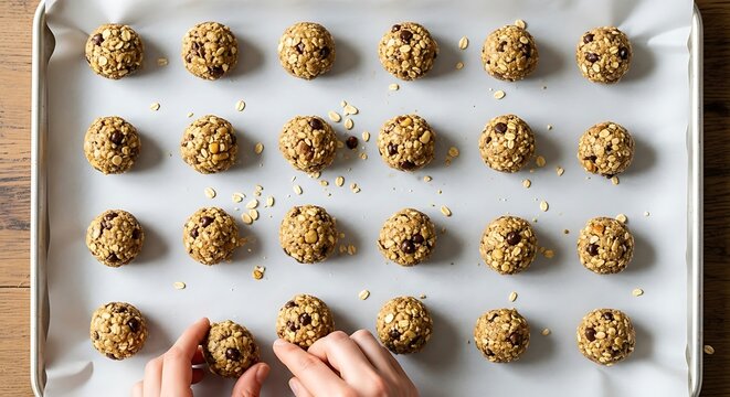 Golden brown almond cookies on baking sheet close up.