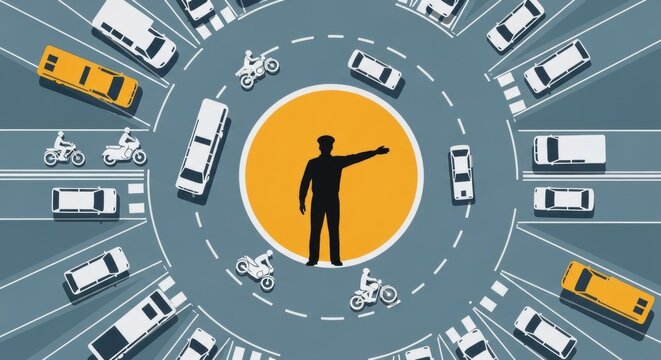 Traffic Circle with Pedestrian Guidance.