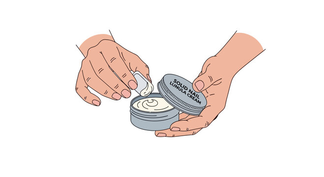 Hands opening a tin of solid hair pomade or cream for styling