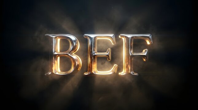 Glowing Metallic BEF Typography 3D Render