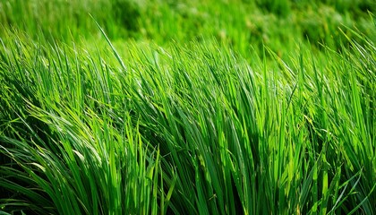 Obraz premium Dense Grass Blades With Radiant Green