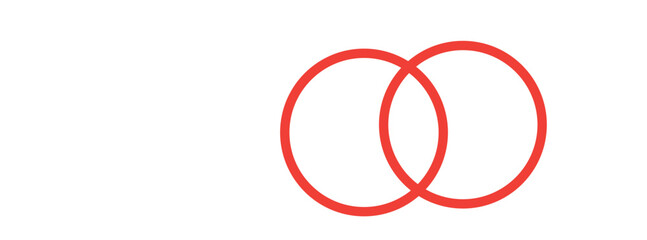 Naklejka premium Blank Venn diagram with two intersecting red circles on a white background.