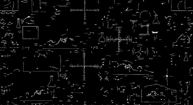 Complex white constellation map on black background.