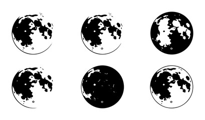 Obraz premium Full Moon Phases Vector Icons, Celestial Body Illustrations, Lunar Cycle Graphics, Astronomical Art