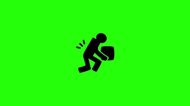 High quality 4K video showing an ergonomics heavy lifting posture back injury caution silhouette bouncing. Creative technical asset for workplace vlog.
