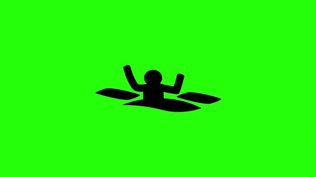 4K resolution video of a helpless person sinking into deep waves water drowning disaster instruction silhouette bouncing into view. Perfect pool sign icon.