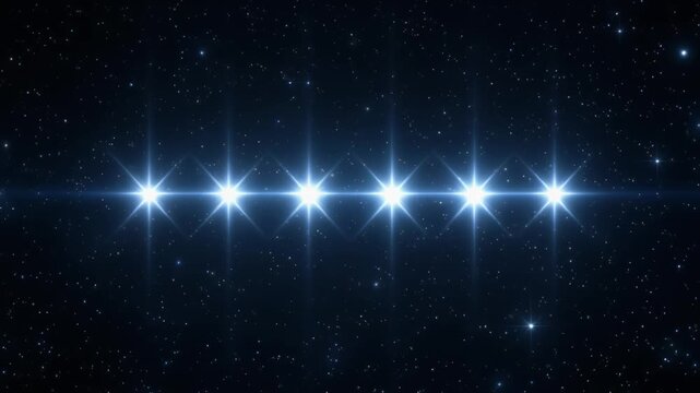 Seven Stars of Big Dipper Constellation Sequentially Lighting Up with Lens Flare in Dark Night Sky Loop
