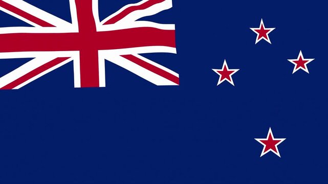 Waving New Zealand National Flag 2D animation loop. Flat Color Flag Animation