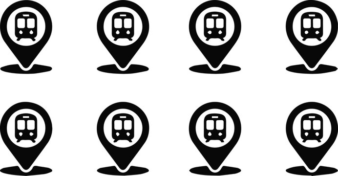 station metro location pin icon vector glyph for navigation map