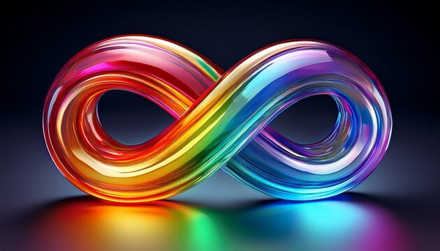 Rainbow Infinity Symbol For Neurodiversity D Style Shiny Glass Texture