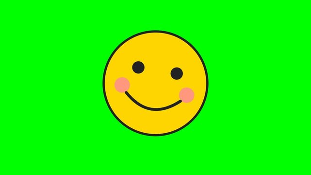 Animated yellow smiley face icon blinking on a solid green background