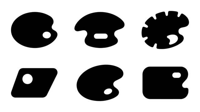 Artist Palette Icons, Art Supplies Vector Set, Creative Tools Collection