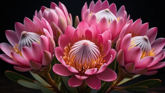 Beautiful Pink Protea Flowers CloseUp.