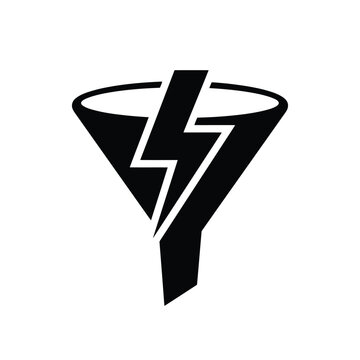 Black funnel with lightning bolt logo
