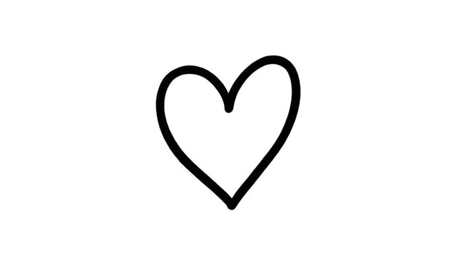 Simple black heart shape drawn with hand-motion animation on white
