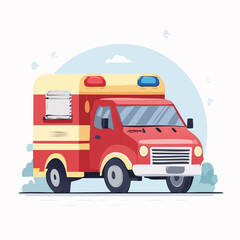 Fototapeta premium Red and Yellow Emergency Medical Response Ambulance Vehicle Illustration for Healthcare Services
